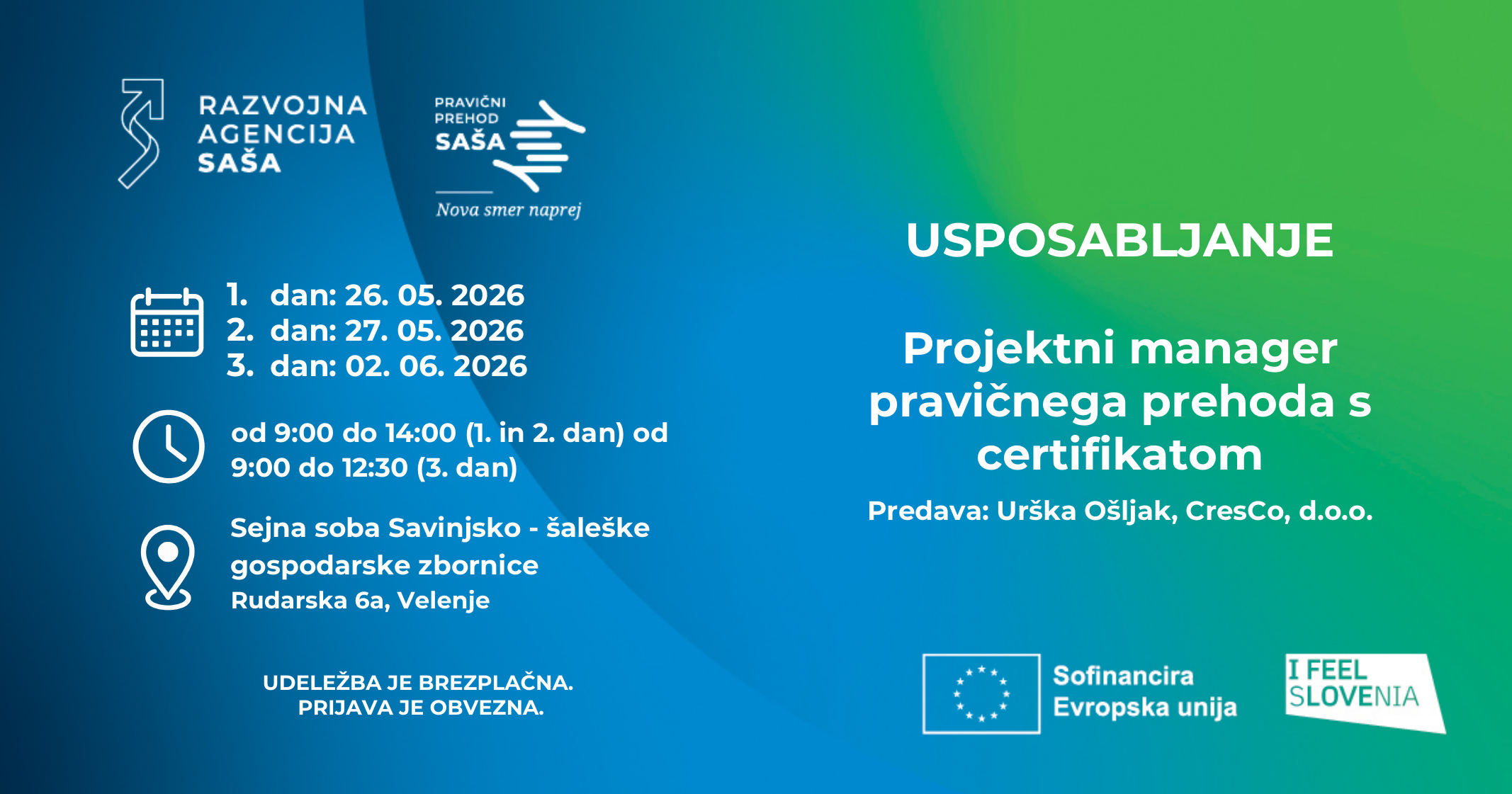 Usposabljanje Projektni manager pravičnega prehoda s certifikatom